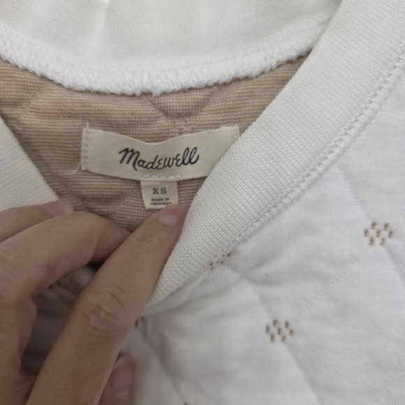 Madewell Ivory Diamond-Pattern Crew Neck Sweater - Picture 5 of 8